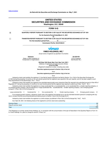 Vorschaubild Vimeo 10-Q Quartalsbericht 2021 