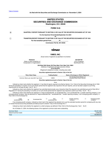 Vorschaubild Vimeo 10-Q Quartalsbericht 2024 