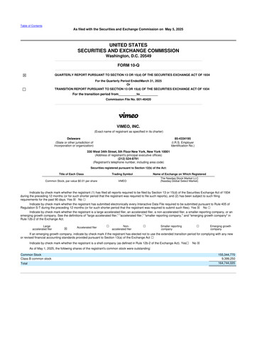 Vorschaubild Vimeo 10-Q Quartalsbericht 2025 