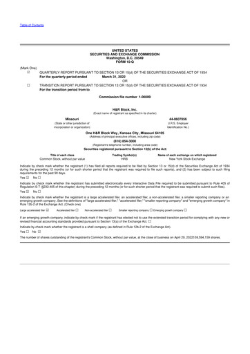 Thumbnail H&R Block
 10-Q Quarterly Report FY2022 