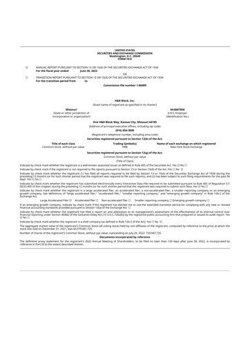 Thumbnail H&R Block
 10-K Annual Report 2022