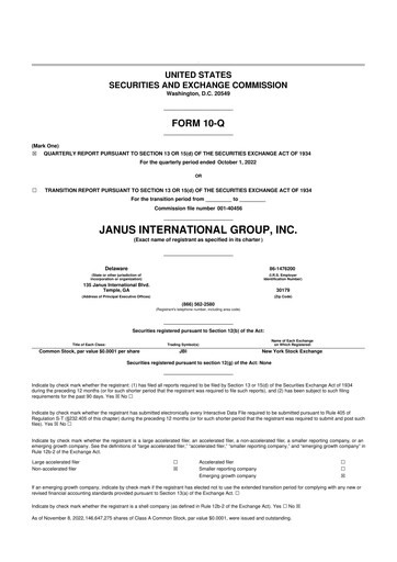 Thumbnail Janus International Group 10-Q Quarterly Report FY2022 