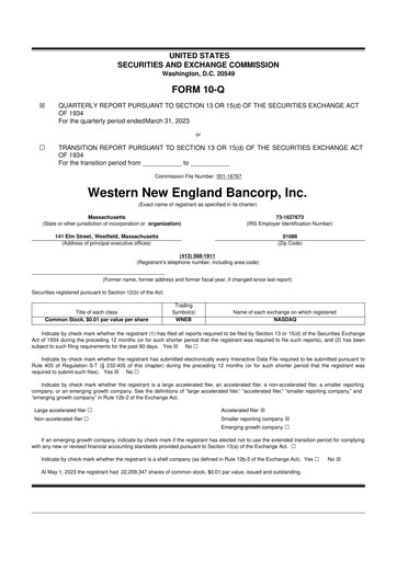 Thumbnail Western New England Bancorp 10-Q Quarterly Report FY2023 
