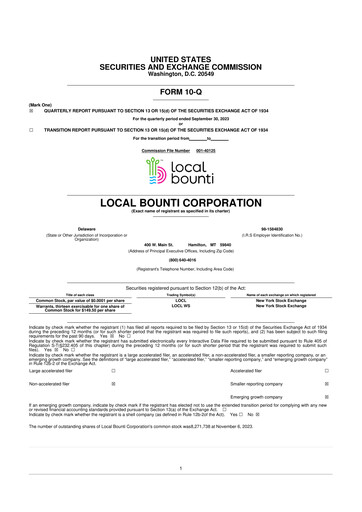 Thumbnail Local Bounti 10-Q Quarterly Report FY 