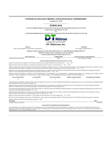 Thumbnail DT Midstream 10-K Annual Report 2022