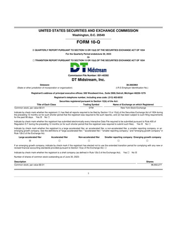 Thumbnail DT Midstream 10-Q Quarterly Report FY2023 