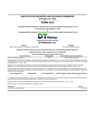 Thumbnail DT Midstream 10-Q Quarterly Report FY2024 