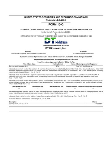 Thumbnail DT Midstream 10-Q Quarterly Report FY2025 