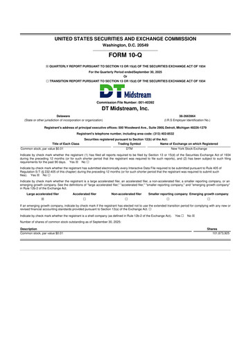 Thumbnail DT Midstream 10-Q Quarterly Report FY2025 