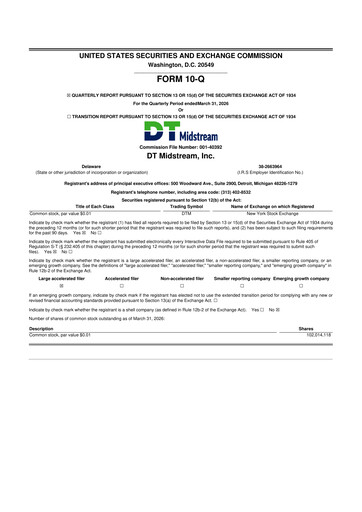 Thumbnail DT Midstream 10-Q Quarterly Report FY 