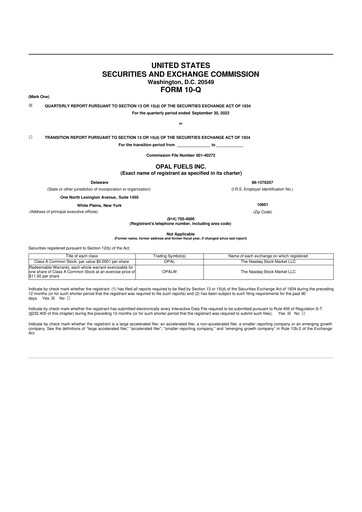 Thumbnail OPAL Fuels 10-Q Quarterly Report FY2022 