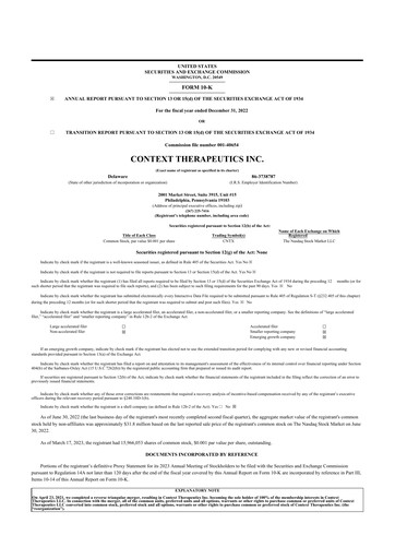 Thumbnail Context Therapeutics 10-K Annual Report 2022