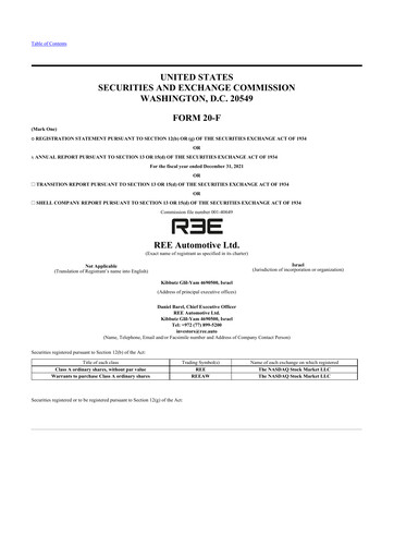Thumbnail REE Automotive 20-F Annual Report 2021