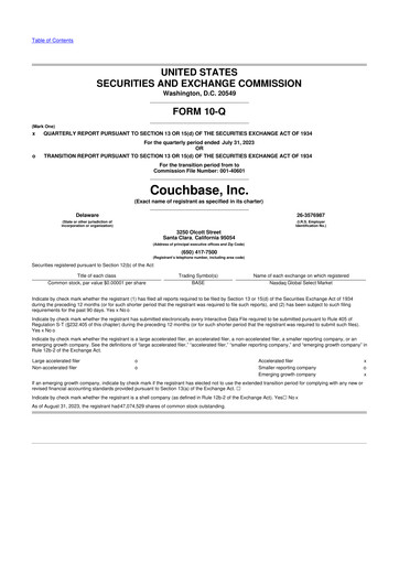 Thumbnail Couchbase 10-Q Quarterly Report FY2024 