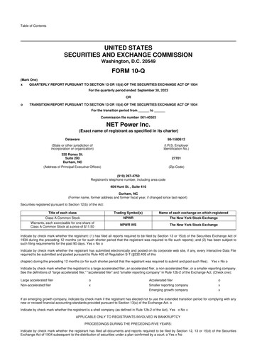 Thumbnail NET Power 10-Q Quarterly Report FY2023 