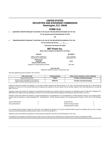 Thumbnail NET Power 10-Q Quarterly Report FY2024 