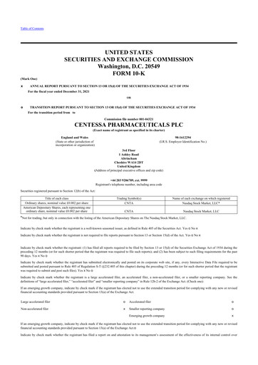 Thumbnail Centessa Pharmaceuticals 10-K Annual Report 2021