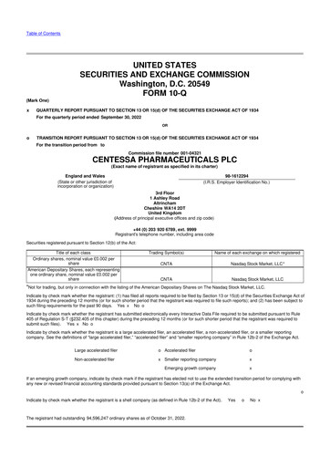 Thumbnail Centessa Pharmaceuticals 10-Q Quarterly Report FY 