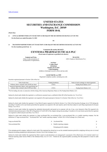 Thumbnail Centessa Pharmaceuticals 10-K Annual Report 2022