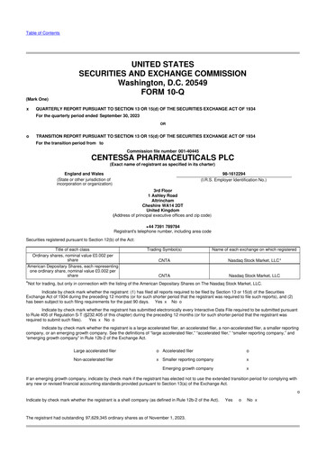 Thumbnail Centessa Pharmaceuticals 10-Q Quarterly Report FY 