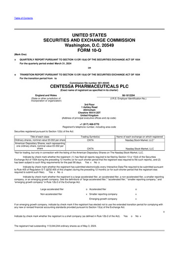 Thumbnail Centessa Pharmaceuticals 10-Q Quarterly Report FY 