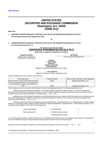 Thumbnail Centessa Pharmaceuticals 10-Q Quarterly Report FY 