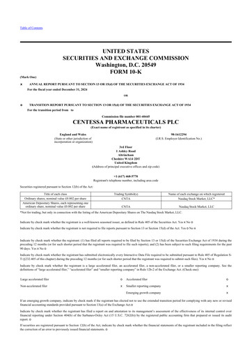 Thumbnail Centessa Pharmaceuticals 10-K Annual Report 2024