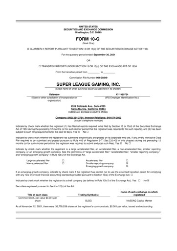 Thumbnail Super League Enterprise 10-Q Quarterly Report FY2021 