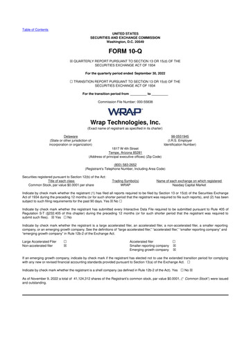 Miniature Wrap Technologies
 10-Q Rapport trimestriel 2022 