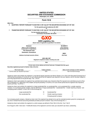 Thumbnail GXO Logistics 10-Q Quarterly Report FY 