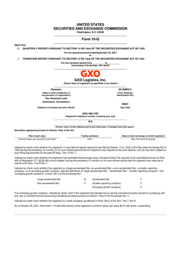 Thumbnail GXO Logistics 10-Q Quarterly Report FY 