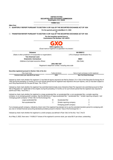 Thumbnail GXO Logistics 10-Q Quarterly Report FY 