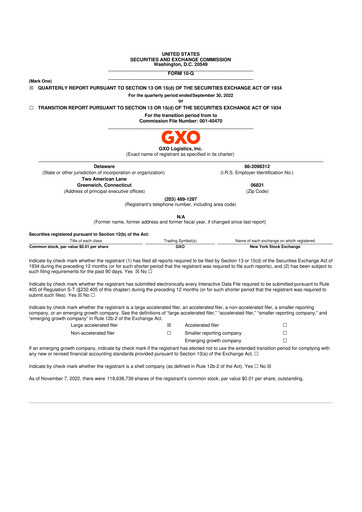 Thumbnail GXO Logistics 10-Q Quarterly Report FY 
