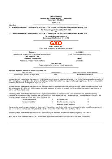 Thumbnail GXO Logistics 10-Q Quarterly Report FY 
