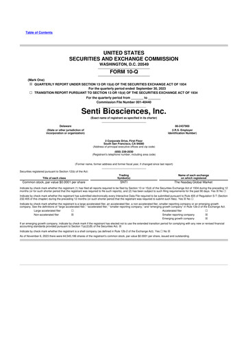 Thumbnail Senti Biosciences 10-Q Quarterly Report FY2023 