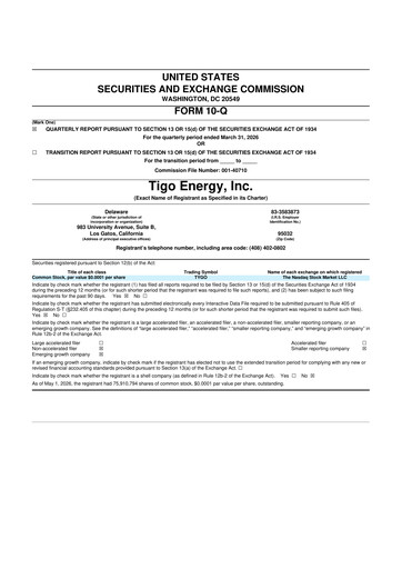 Thumbnail Tigo Energy 10-Q Quarterly Report FY 