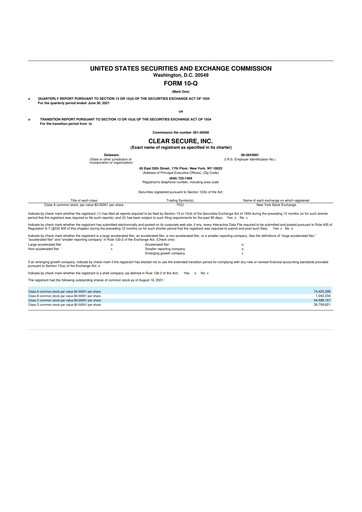 Thumbnail CLEAR Secure 10-Q Quarterly Report FY2021 