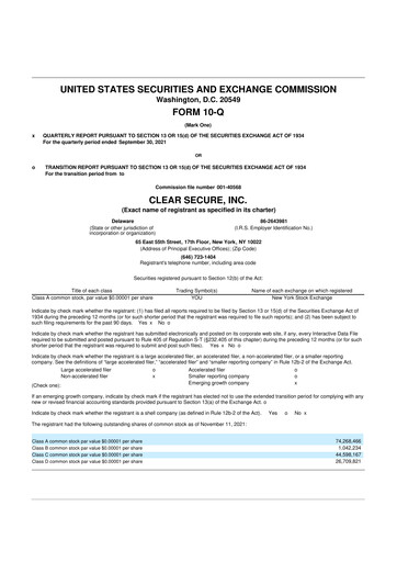Thumbnail CLEAR Secure 10-Q Quarterly Report FY2021 