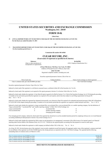 Thumbnail CLEAR Secure 10-K Annual Report 2021