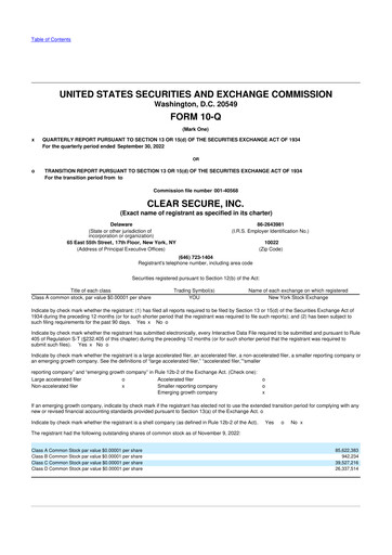 Thumbnail CLEAR Secure 10-Q Quarterly Report FY2022 