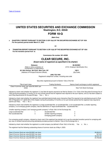 Thumbnail CLEAR Secure 10-Q Quarterly Report FY2023 