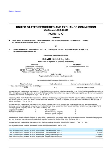 Thumbnail CLEAR Secure 10-Q Quarterly Report FY2025 