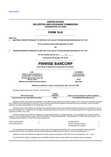 Thumbnail FinWise Bancorp 10-Q Quarterly Report FY2023 