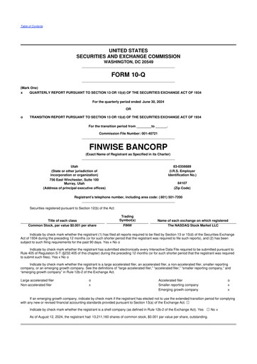 Thumbnail FinWise Bancorp 10-Q Quarterly Report FY2024 