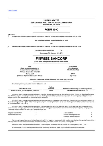 Thumbnail FinWise Bancorp 10-Q Quarterly Report FY2025 