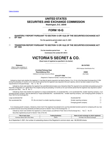 Thumbnail Victoria's Secret & Co 10-Q Quarterly Report FY2021 