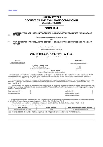 Thumbnail Victoria's Secret & Co 10-Q Quarterly Report FY2021 