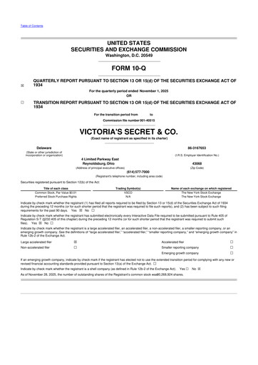 Thumbnail Victoria's Secret & Co 10-Q Quarterly Report FY2025 