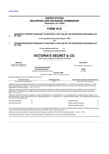 Thumbnail Victoria's Secret &amp; Co 10-Q Quarterly Report FY2026 Q2