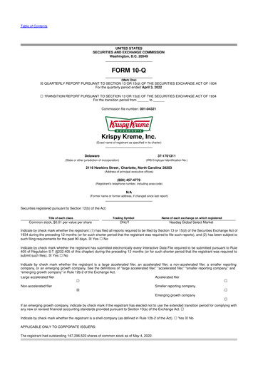 Thumbnail Krispy Kreme
 10-Q Quarterly Report FY2022 